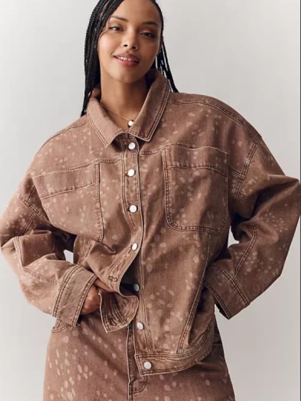 Pilcro Brown Fawn Print Denim Jacket
